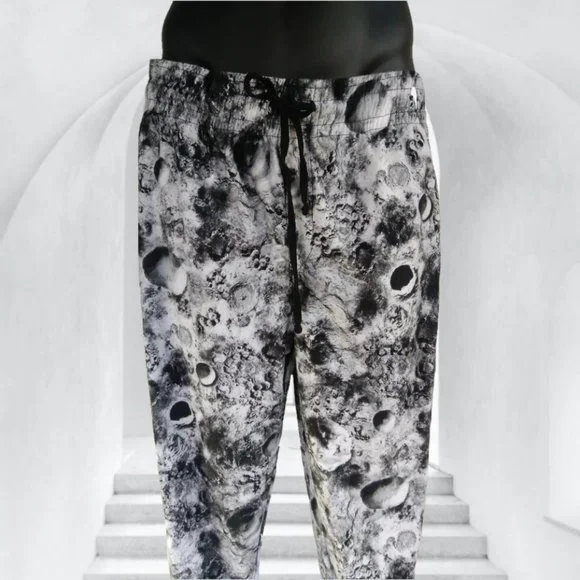 CARBON Mens L MOON JOGGERS BLACK & WHITE PANTS bottoms - Picture 8 of 15